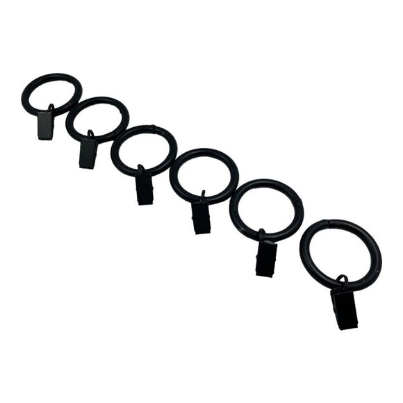 Antique Drapery Rod Co 2"‎ Curtain Rings Straight Crocodile Clip Soft Black 6 Pk - Picture 1 of 5
